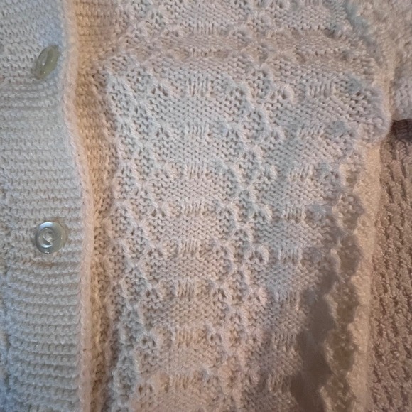 VTG 60's Julius Berger Girls Cream Cable Knit Button Kids Cardigan Sweater 18m - Picture 8 of 8